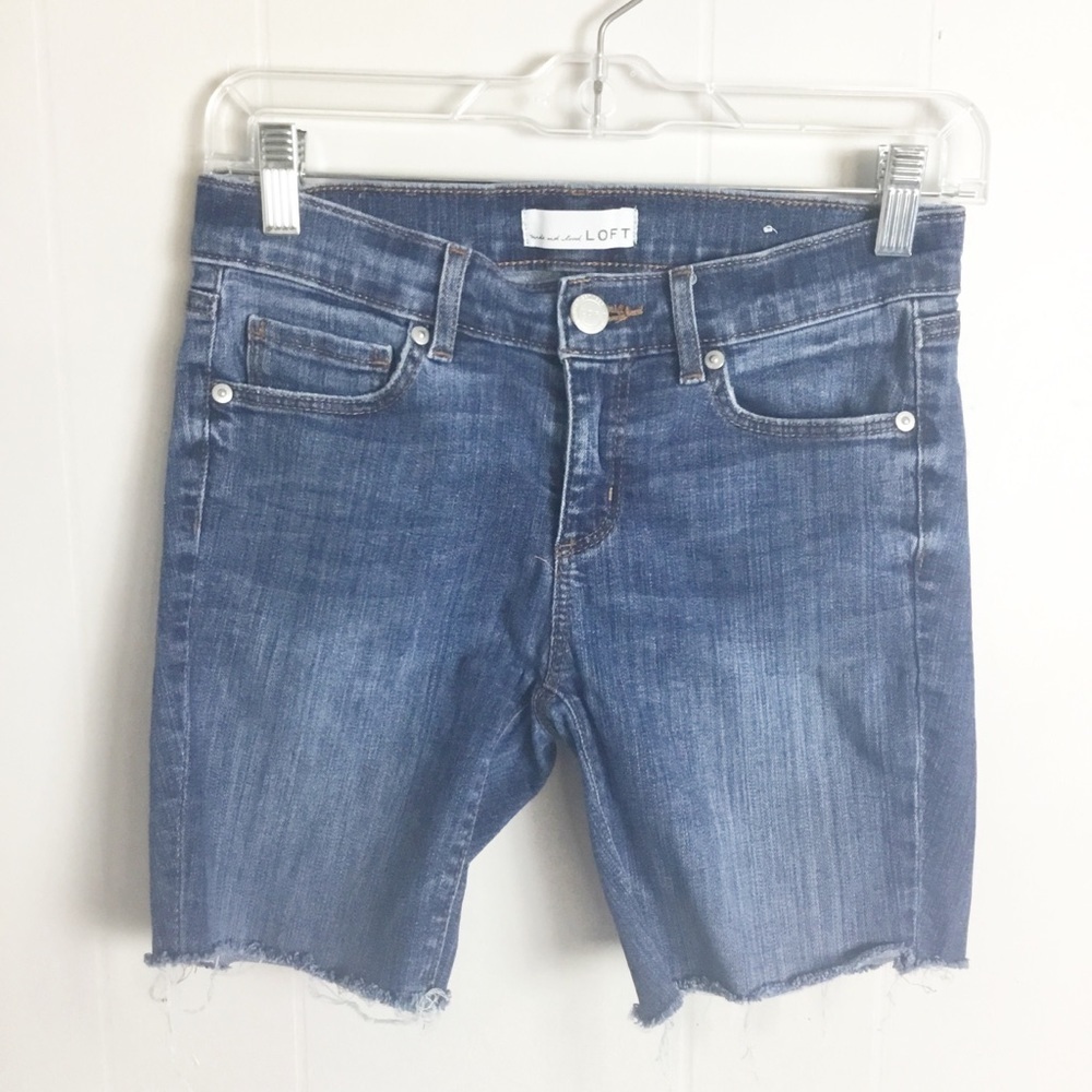 Loft Womens Size 0 24 Shorts Blue Denim Original Bermuda Pockets